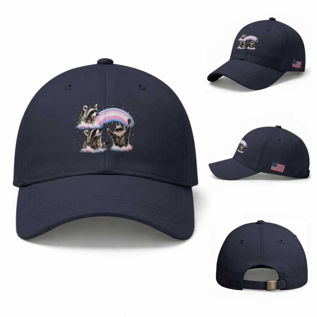 Howling Raccoon LGBTQ Pride Baseball Cap Rainbow Trash Panda Support