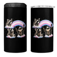 Howling Raccoon LGBTQ Pride 4 in 1 Can Cooler Tumbler Rainbow Trash Panda Support
