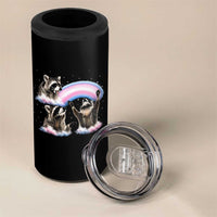 Howling Raccoon LGBTQ Pride 4 in 1 Can Cooler Tumbler Rainbow Trash Panda Support