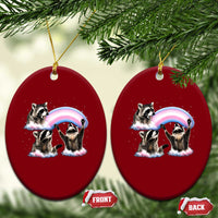 Howling Raccoon LGBTQ Pride Ceramic Ornament Rainbow Trash Panda Support