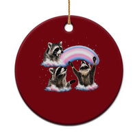 Howling Raccoon LGBTQ Pride Ceramic Ornament Rainbow Trash Panda Support