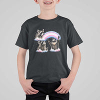 Howling Raccoon LGBTQ Pride T Shirt For Kid Rainbow Trash Panda Support