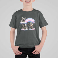 Howling Raccoon LGBTQ Pride T Shirt For Kid Rainbow Trash Panda Support