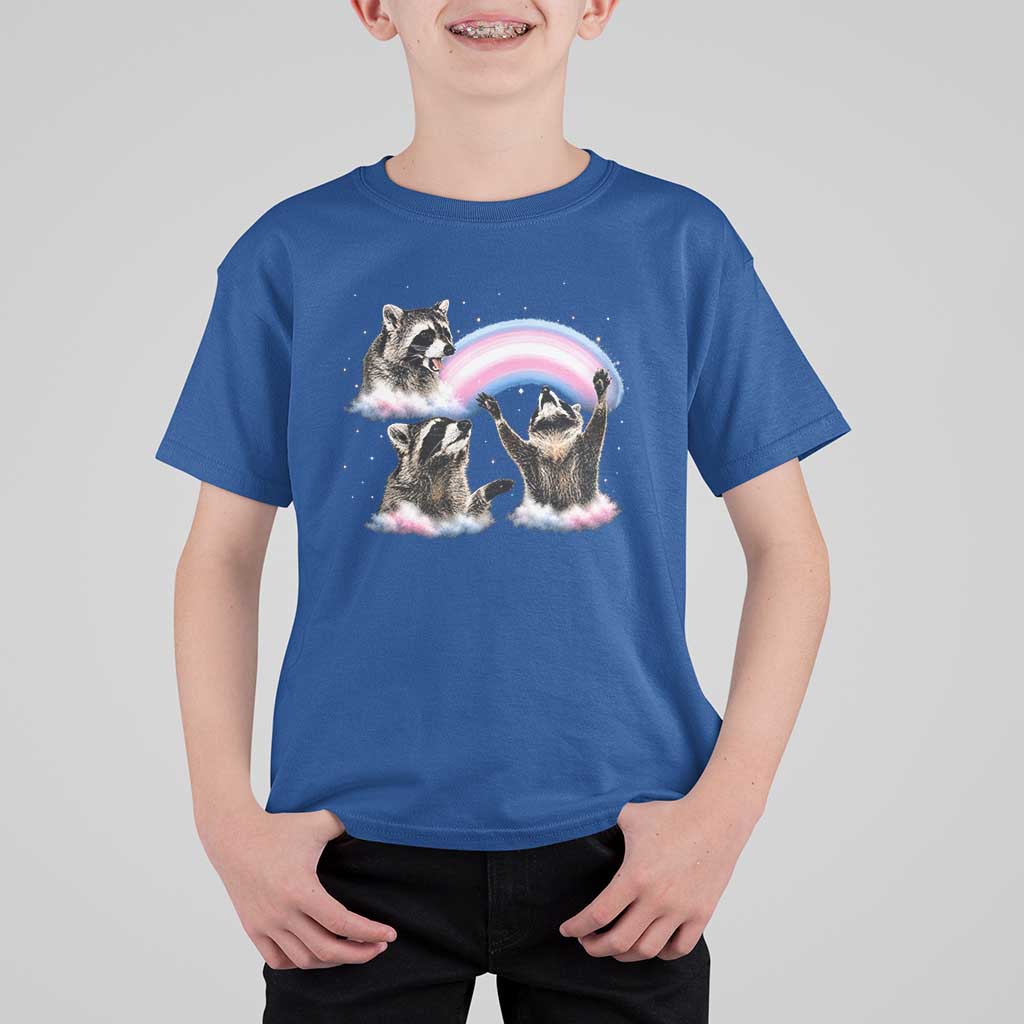 Howling Raccoon LGBTQ Pride T Shirt For Kid Rainbow Trash Panda Support