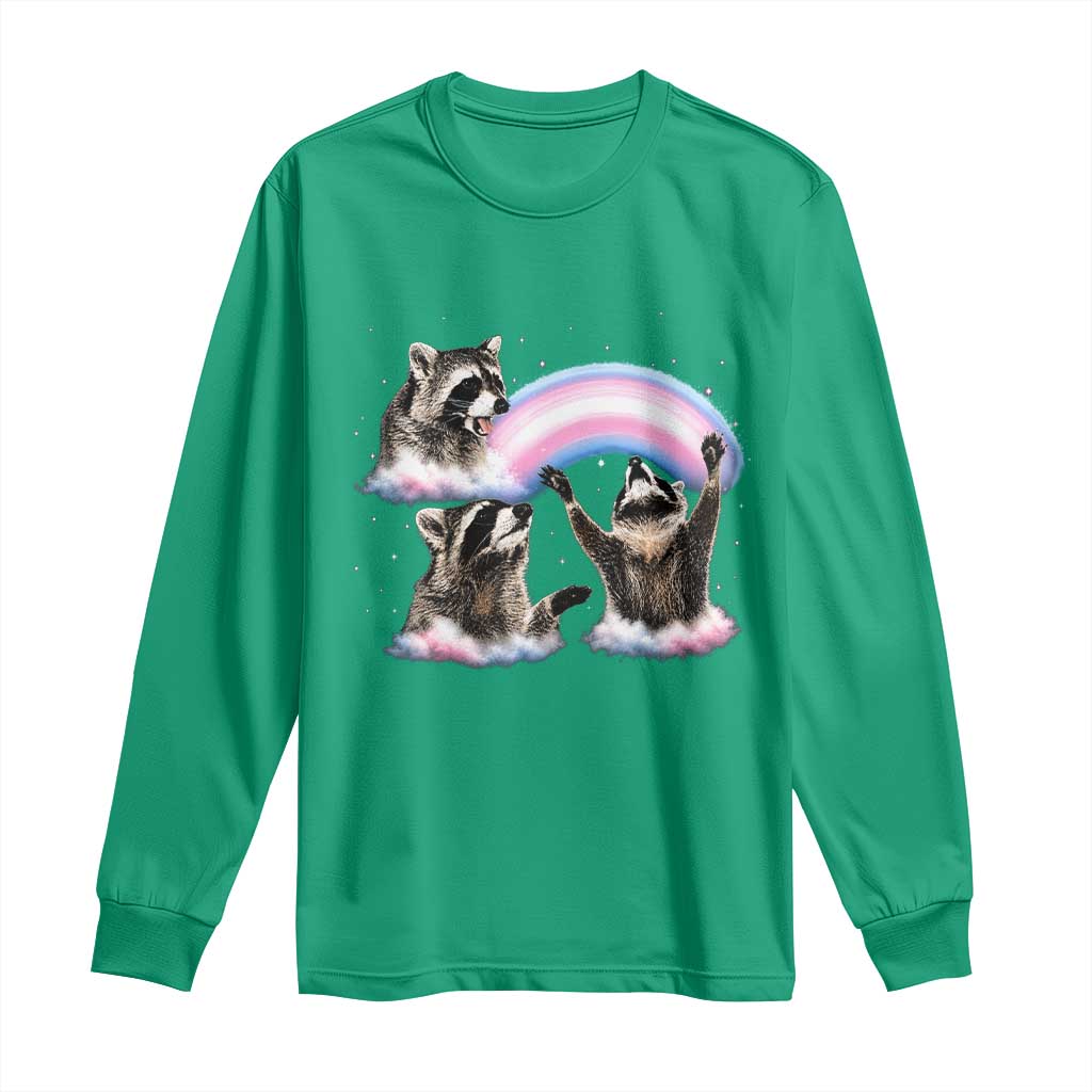 Howling Raccoon LGBTQ Pride Long Sleeve Shirt Rainbow Trash Panda Support