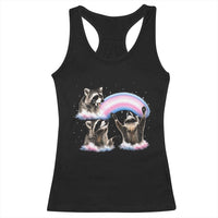 Howling Raccoon LGBTQ Pride Racerback Tank Top Rainbow Trash Panda Support