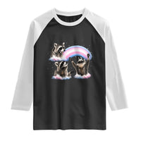 Howling Raccoon LGBTQ Pride Raglan Shirt Rainbow Trash Panda Support