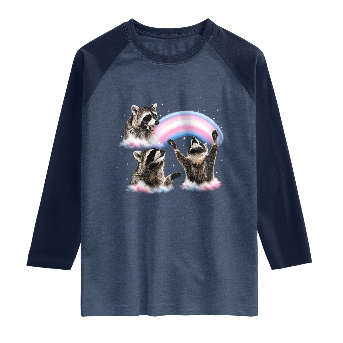 Howling Raccoon LGBTQ Pride Raglan Shirt Rainbow Trash Panda Support