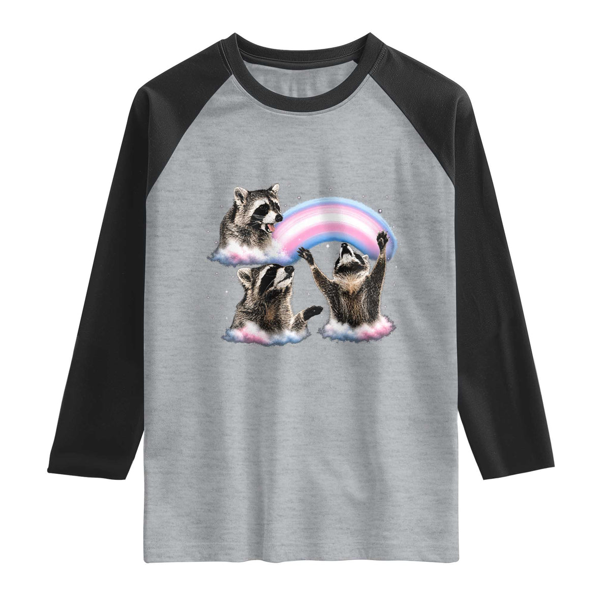 Howling Raccoon LGBTQ Pride Raglan Shirt Rainbow Trash Panda Support