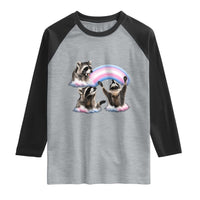 Howling Raccoon LGBTQ Pride Raglan Shirt Rainbow Trash Panda Support