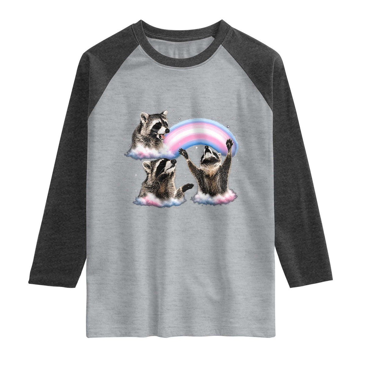 Howling Raccoon LGBTQ Pride Raglan Shirt Rainbow Trash Panda Support