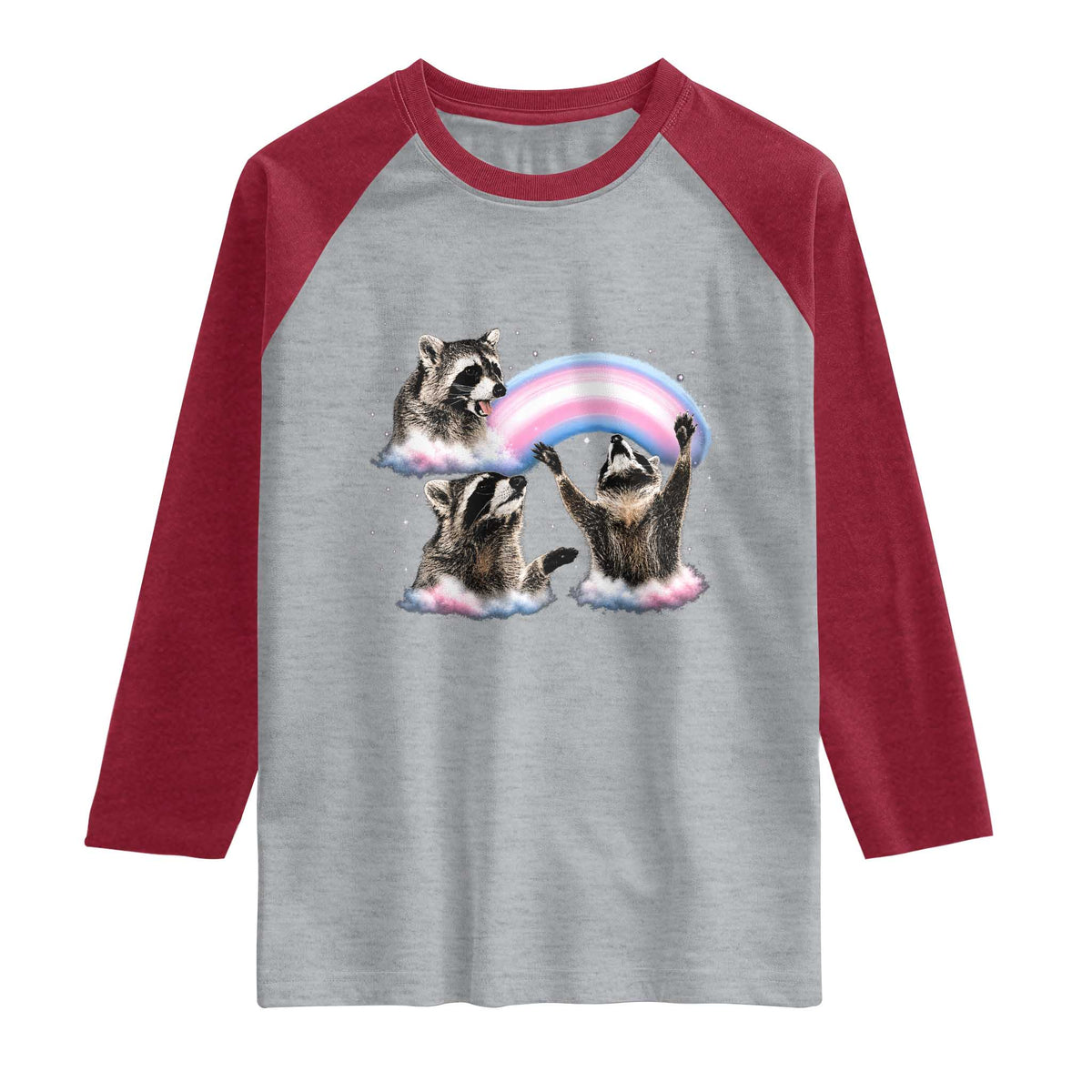 Howling Raccoon LGBTQ Pride Raglan Shirt Rainbow Trash Panda Support