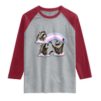 Howling Raccoon LGBTQ Pride Raglan Shirt Rainbow Trash Panda Support