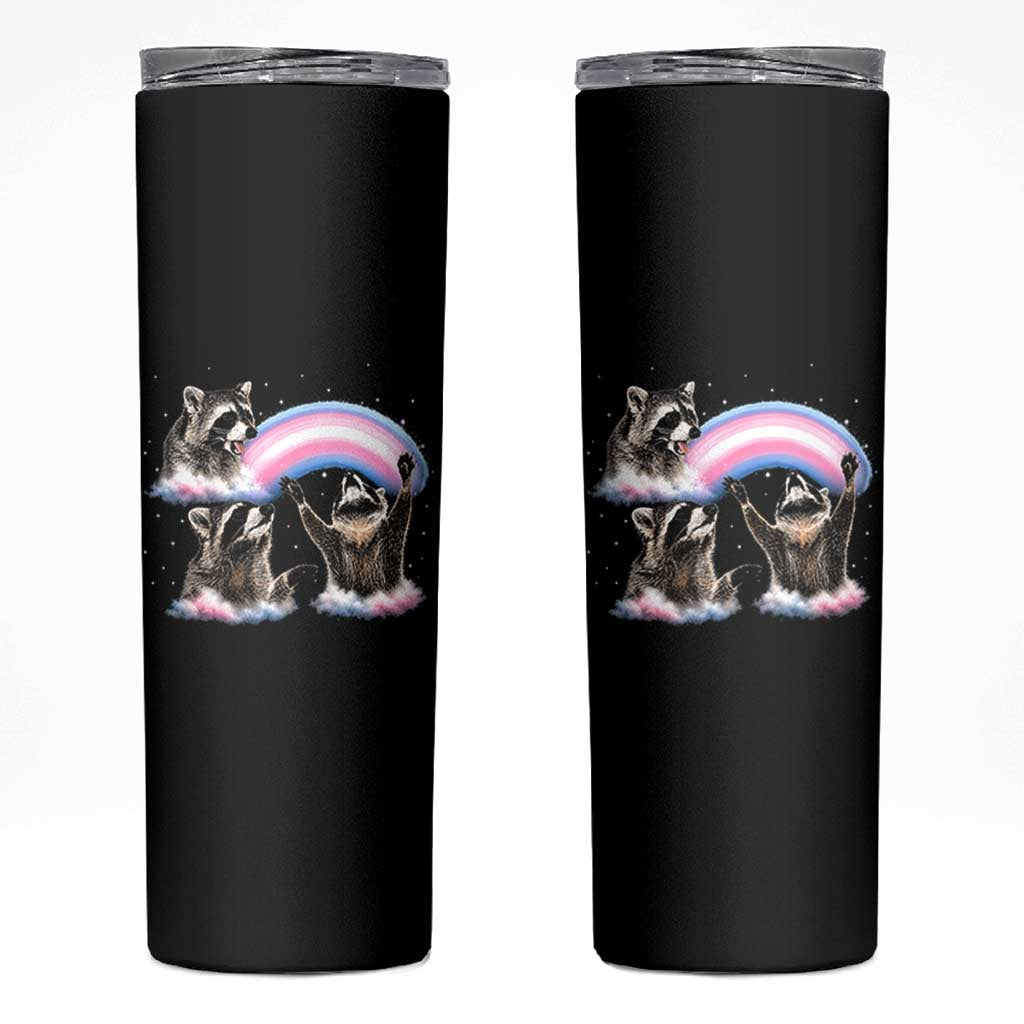 Howling Raccoon LGBTQ Pride Skinny Tumbler Rainbow Trash Panda Support