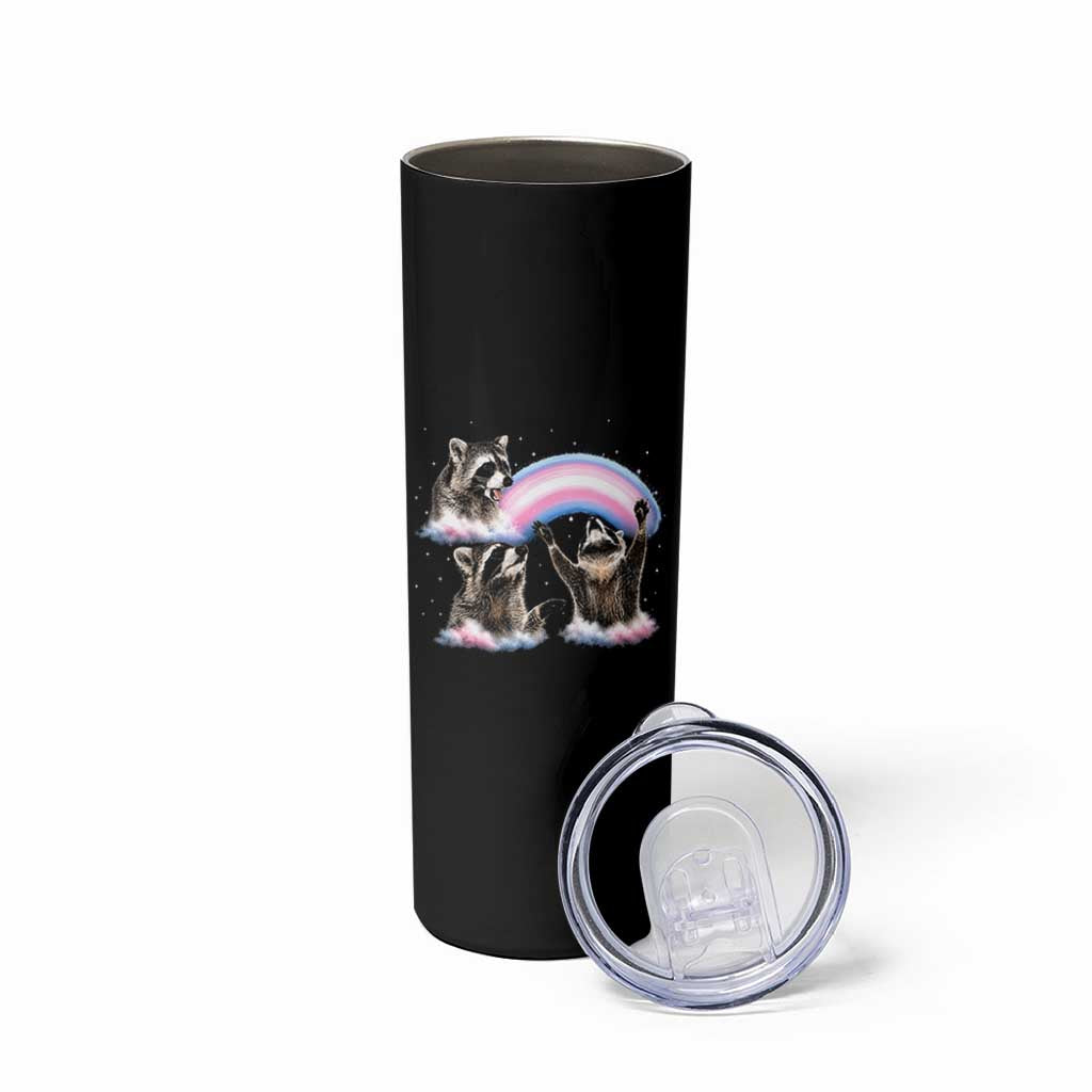 Howling Raccoon LGBTQ Pride Skinny Tumbler Rainbow Trash Panda Support