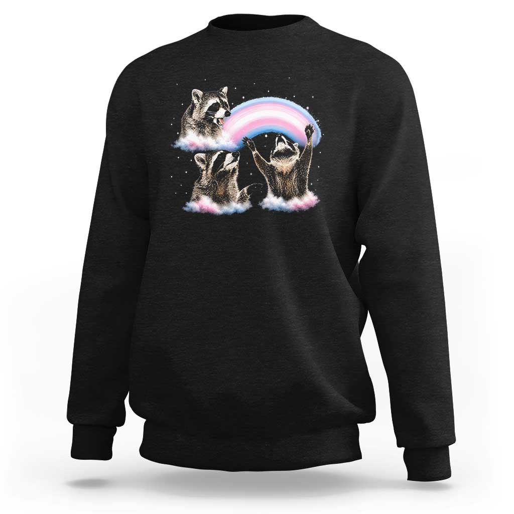 Howling Raccoon LGBTQ Pride Sweatshirt Rainbow Trash Panda Support