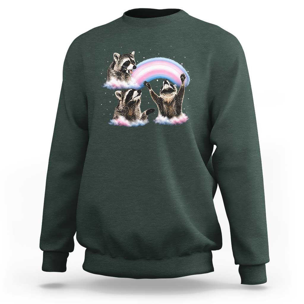 Howling Raccoon LGBTQ Pride Sweatshirt Rainbow Trash Panda Support