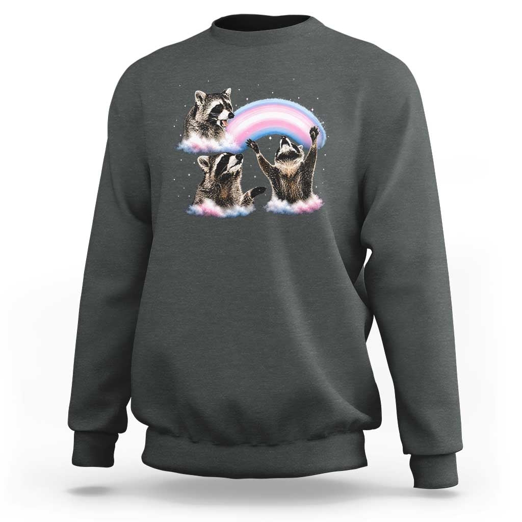 Howling Raccoon LGBTQ Pride Sweatshirt Rainbow Trash Panda Support