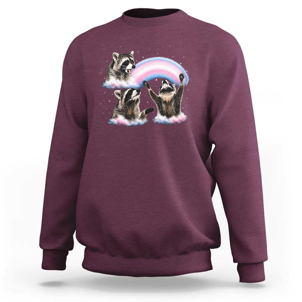 Howling Raccoon LGBTQ Pride Sweatshirt Rainbow Trash Panda Support