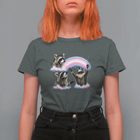 Howling Raccoon LGBTQ Pride T Shirt For Women Rainbow Trash Panda Support