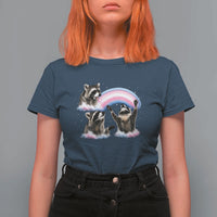 Howling Raccoon LGBTQ Pride T Shirt For Women Rainbow Trash Panda Support