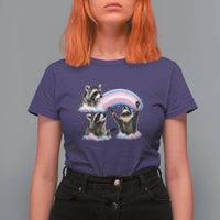 Howling Raccoon LGBTQ Pride T Shirt For Women Rainbow Trash Panda Support