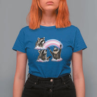 Howling Raccoon LGBTQ Pride T Shirt For Women Rainbow Trash Panda Support