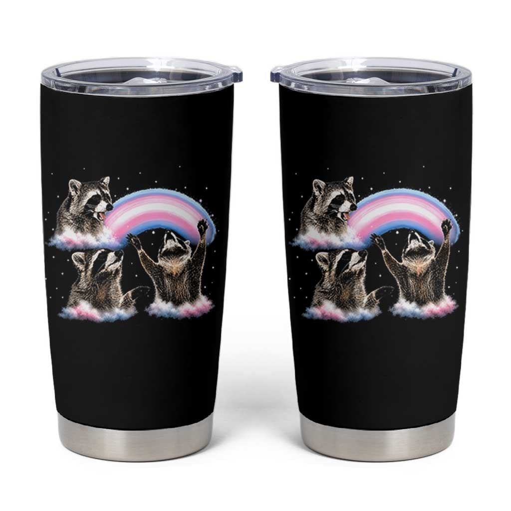 Howling Raccoon LGBTQ Pride Tumbler Cup Rainbow Trash Panda Support