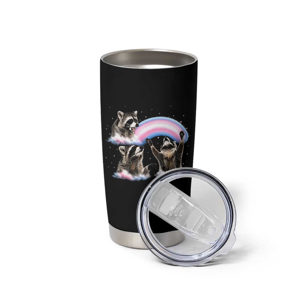 Howling Raccoon LGBTQ Pride Tumbler Cup Rainbow Trash Panda Support