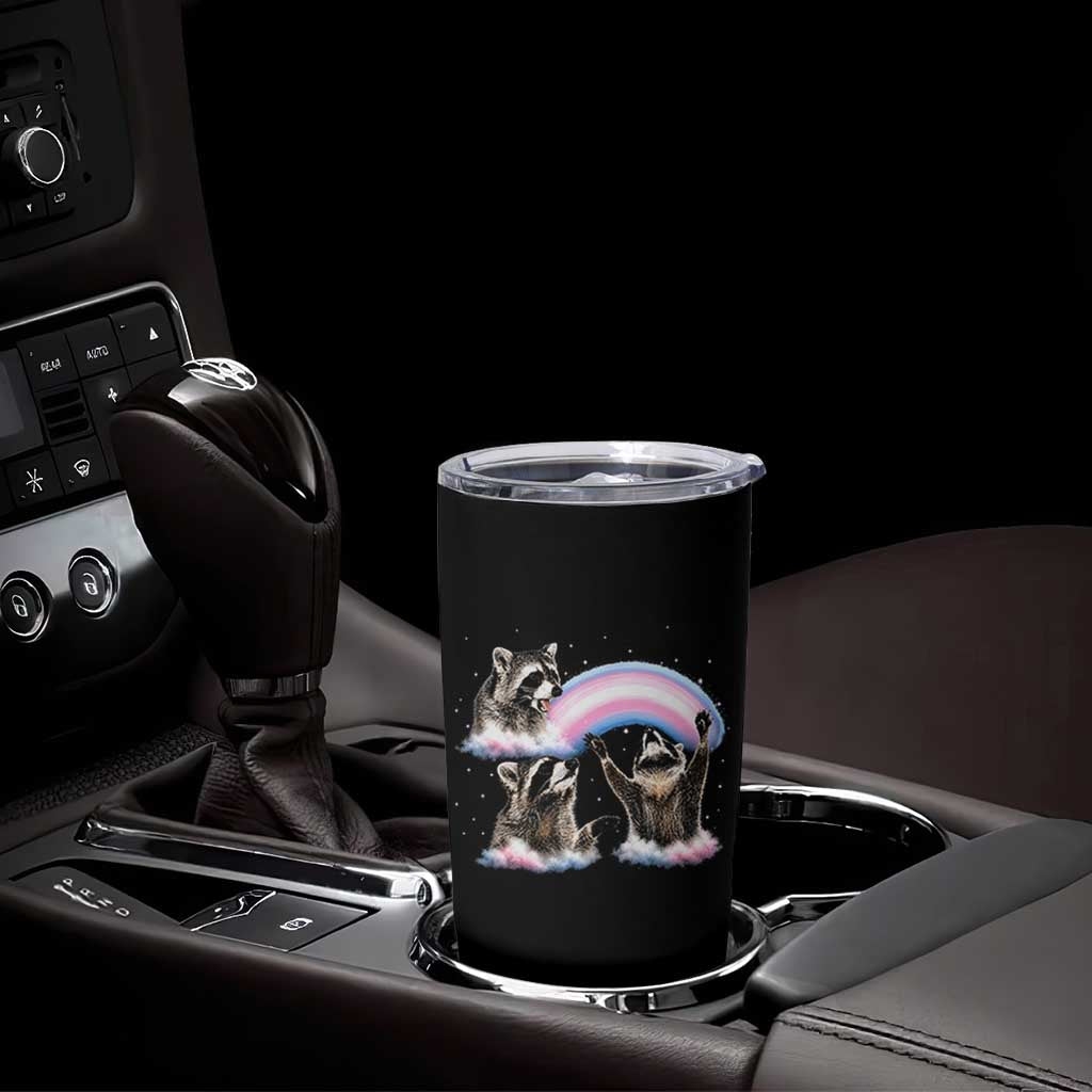 Howling Raccoon LGBTQ Pride Tumbler Cup Rainbow Trash Panda Support