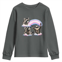 Howling Raccoon LGBTQ Pride Youth Sweatshirt Rainbow Trash Panda Support