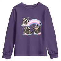 Howling Raccoon LGBTQ Pride Youth Sweatshirt Rainbow Trash Panda Support