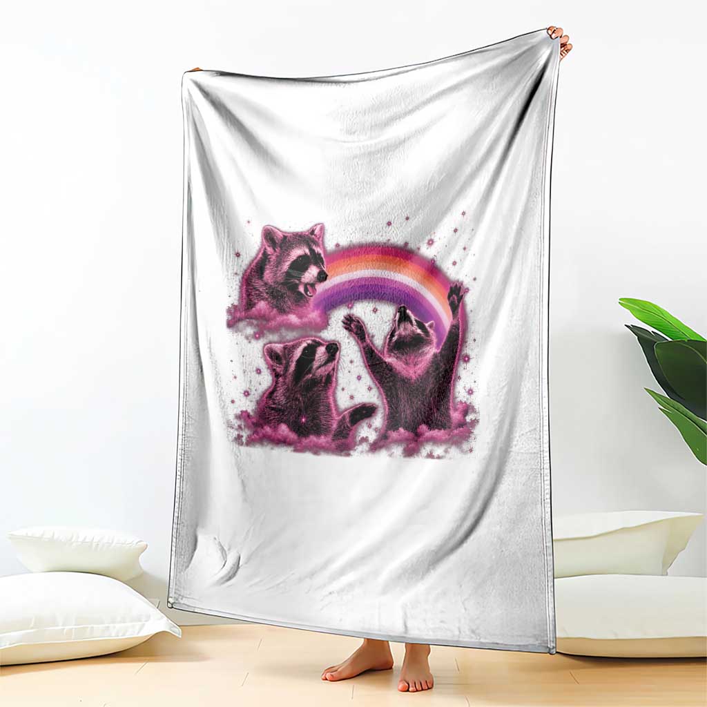 Funny Pink Raccoon Live Laugh Throw Blanket Lesbian Pride Month