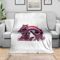 Funny Pink Raccoon Live Laugh Throw Blanket Lesbian Pride Month