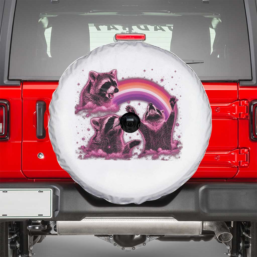 Funny Pink Raccoon Live Laugh Spare Tire Cover Lesbian Pride Month