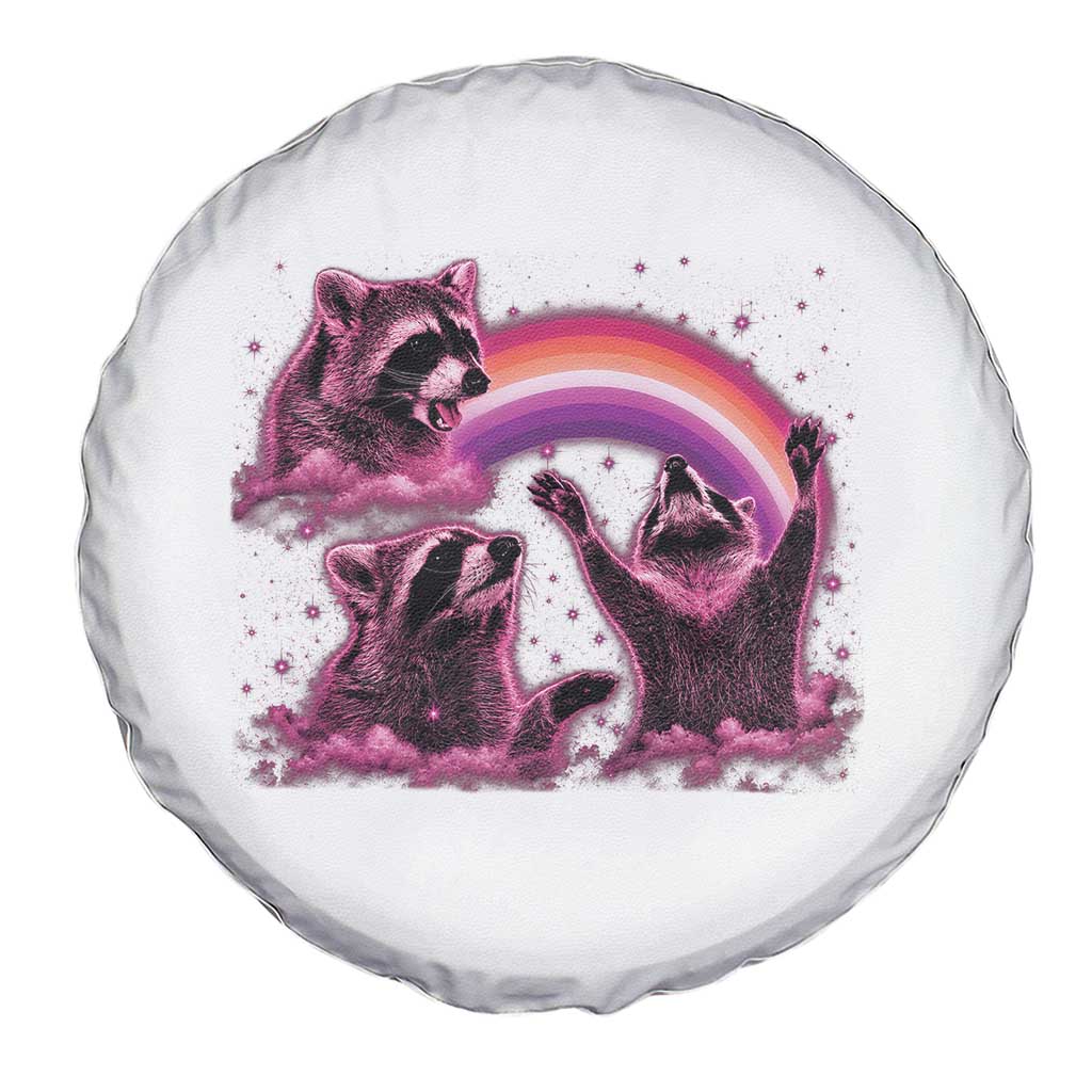 Funny Pink Raccoon Live Laugh Spare Tire Cover Lesbian Pride Month
