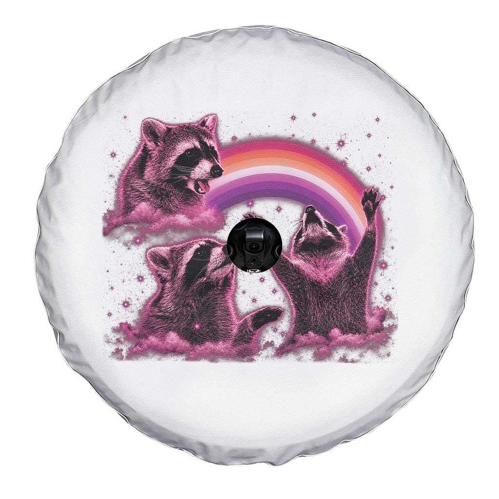 Funny Pink Raccoon Live Laugh Spare Tire Cover Lesbian Pride Month