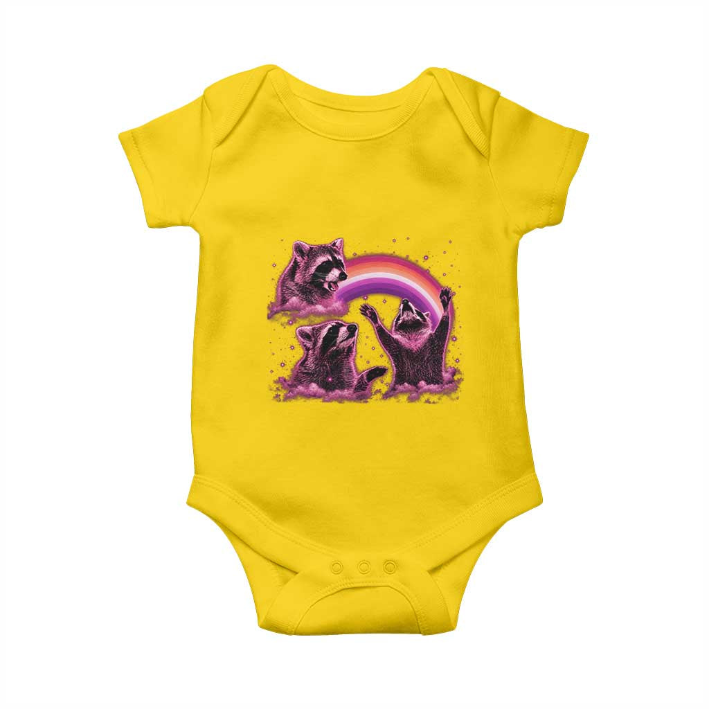 Funny Pink Raccoon Live Laugh Baby Onesie Lesbian Pride Month