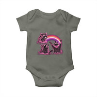 Funny Pink Raccoon Live Laugh Baby Onesie Lesbian Pride Month