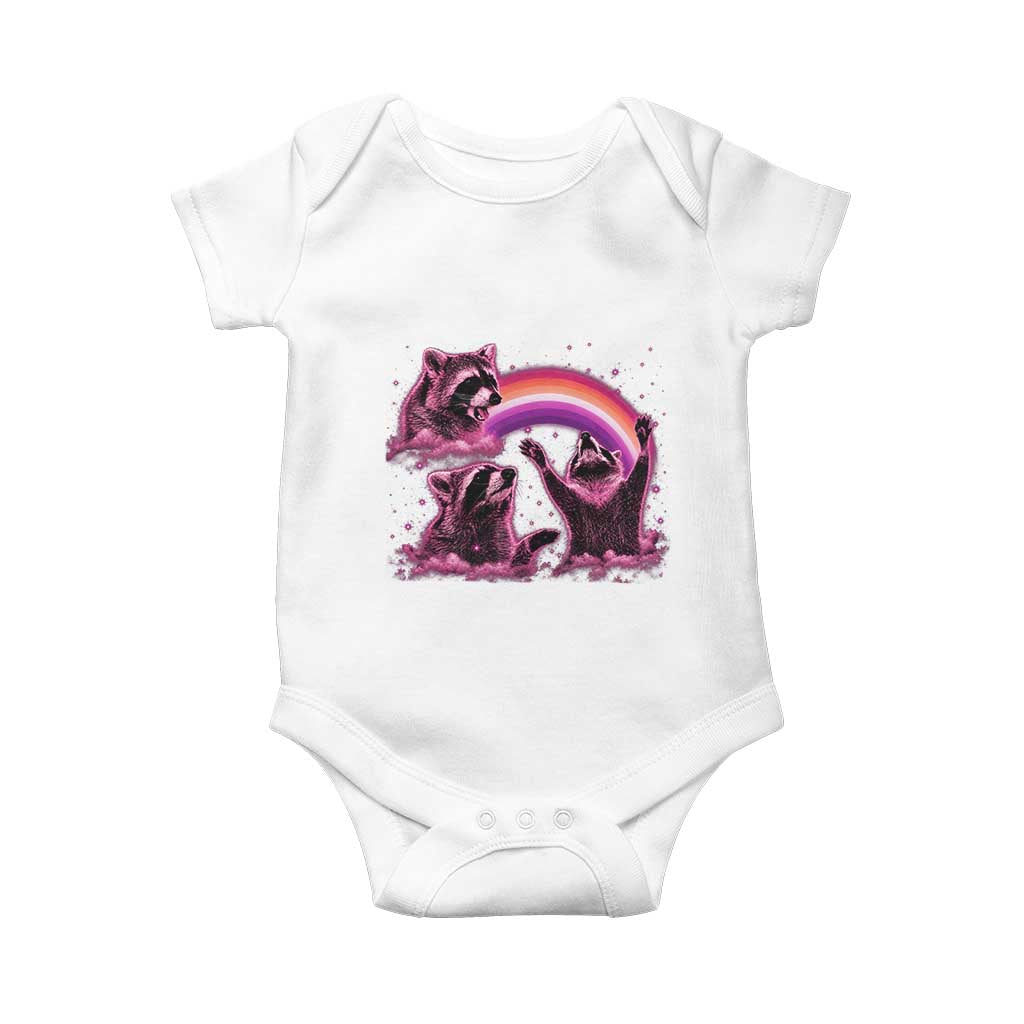 Funny Pink Raccoon Live Laugh Baby Onesie Lesbian Pride Month