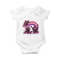 Funny Pink Raccoon Live Laugh Baby Onesie Lesbian Pride Month