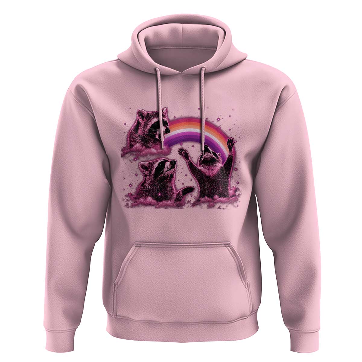 Funny Pink Raccoon Live Laugh Hoodie Lesbian Pride Month