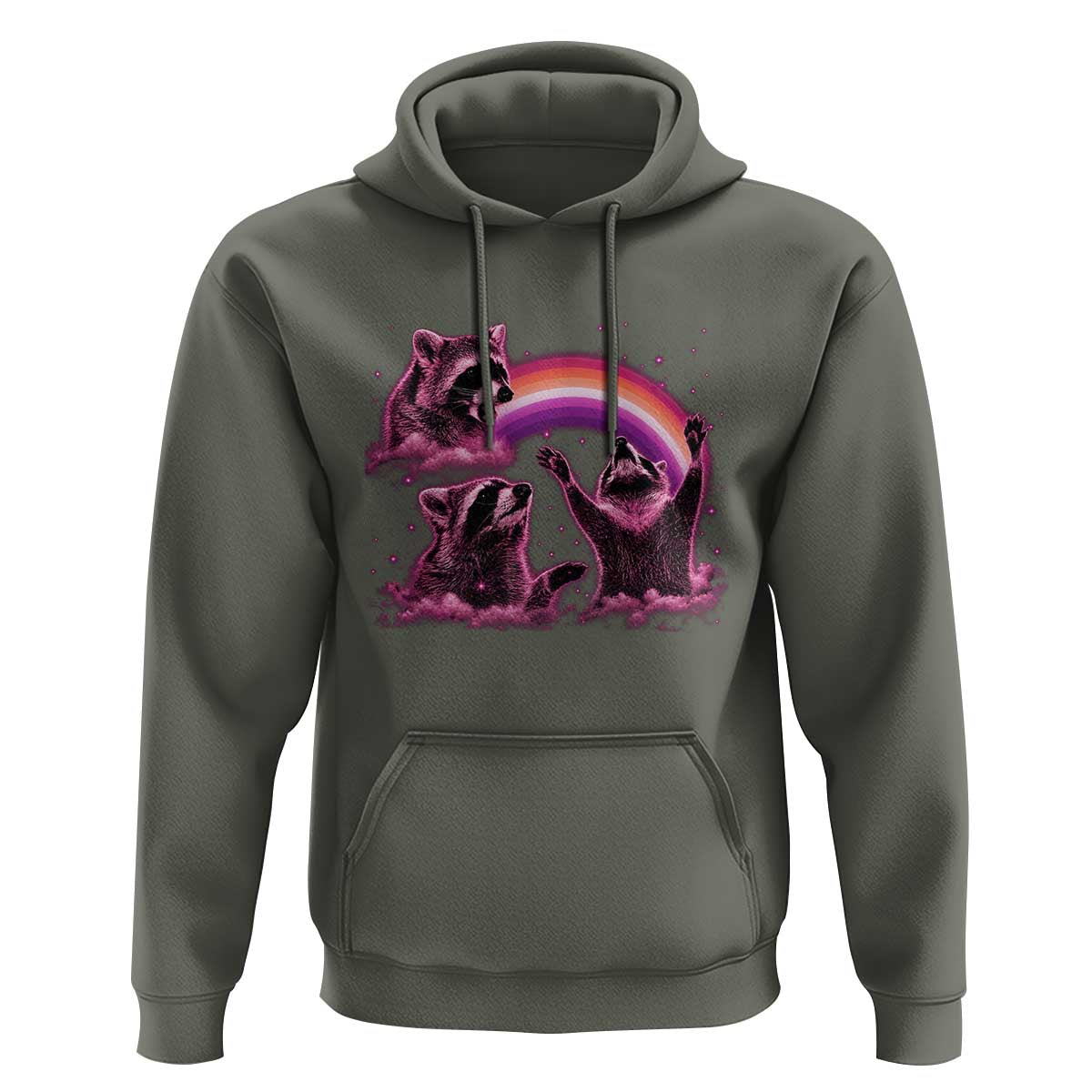 Funny Pink Raccoon Live Laugh Hoodie Lesbian Pride Month