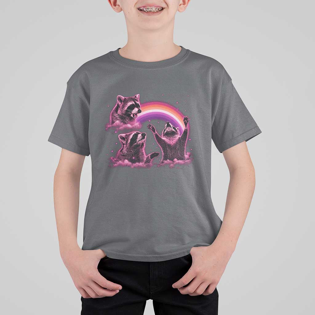 Funny Pink Raccoon Live Laugh T Shirt For Kid Lesbian Pride Month
