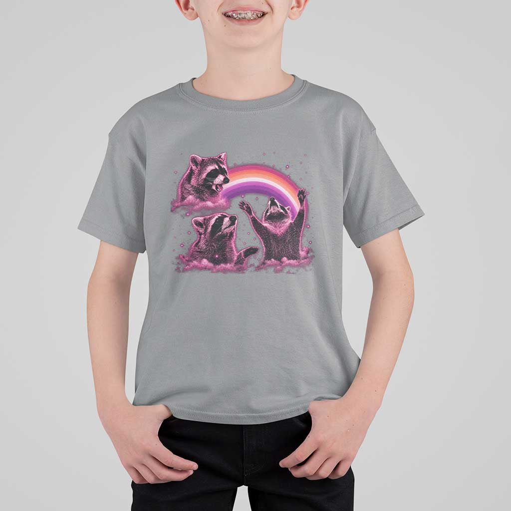 Funny Pink Raccoon Live Laugh T Shirt For Kid Lesbian Pride Month