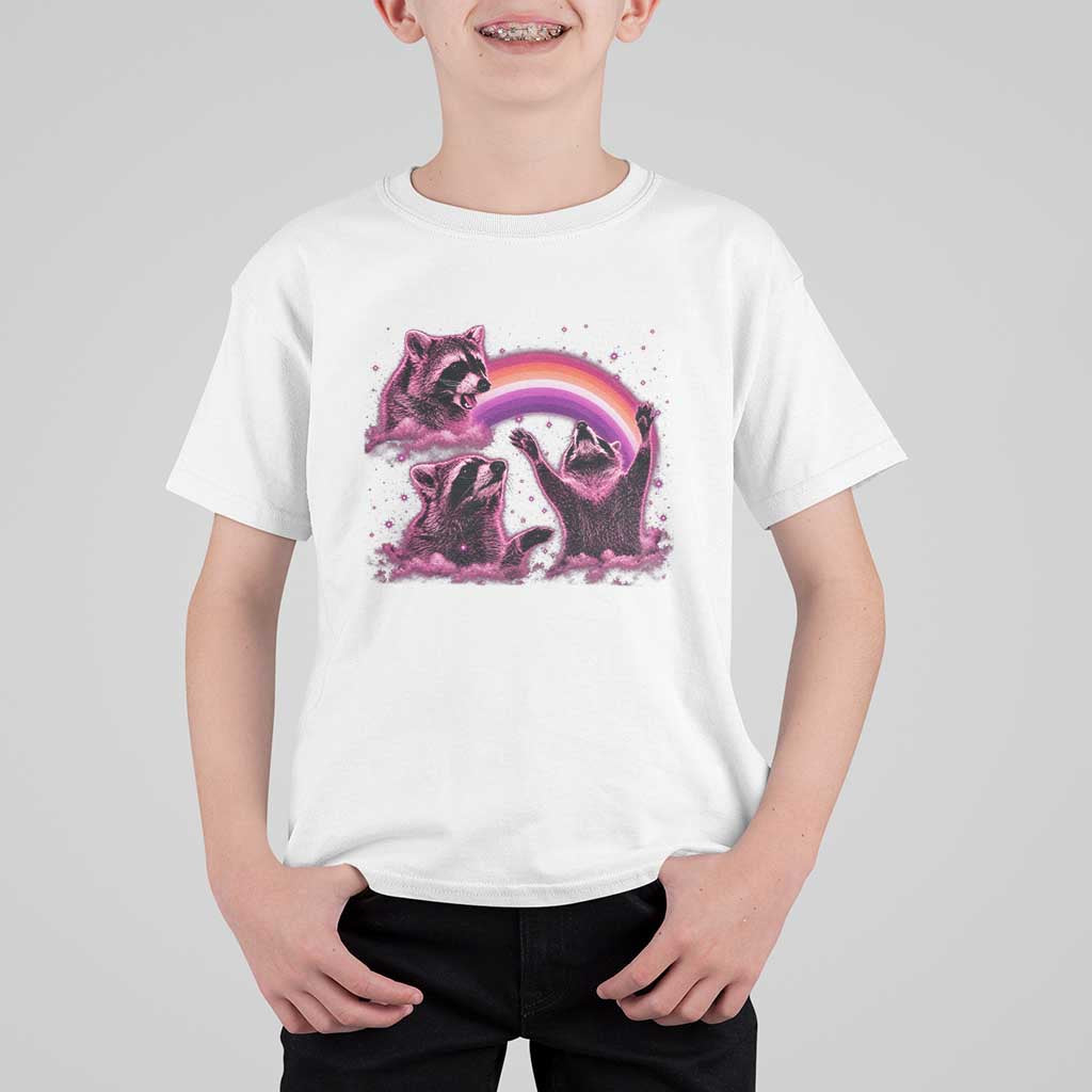 Funny Pink Raccoon Live Laugh T Shirt For Kid Lesbian Pride Month