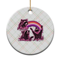 Funny Pink Raccoon Live Laugh Ceramic Ornament Lesbian Pride Month