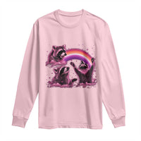 Funny Pink Raccoon Live Laugh Long Sleeve Shirt Lesbian Pride Month
