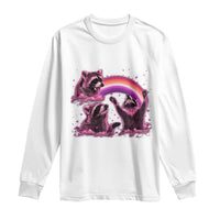 Funny Pink Raccoon Live Laugh Long Sleeve Shirt Lesbian Pride Month
