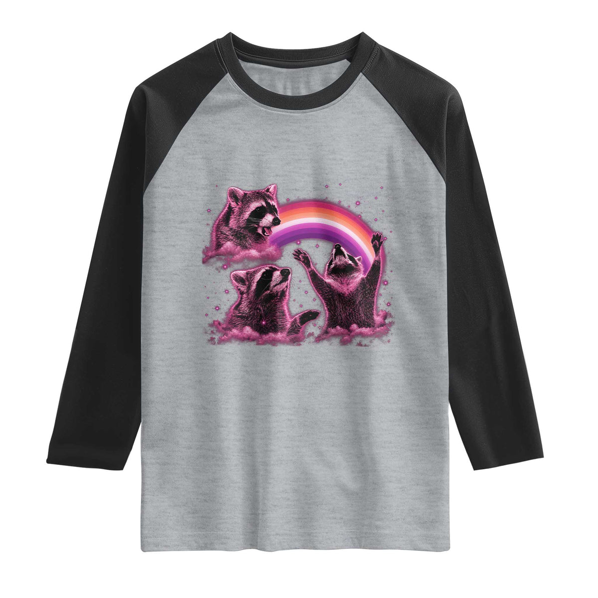 Funny Pink Raccoon Live Laugh Raglan Shirt Lesbian Pride Month